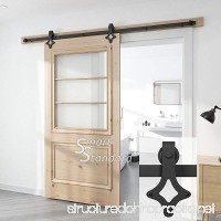 SMARTSTANDARD SDH0080RHOMBICBK Heavy Duty Sliding Barn Door Hardware Kit  8ft Rail  Fit 42"-48" Wide DoorPanel  Black  Super Smoothly and Quietly  Simple and Easy to Install - B01N8UB0G6