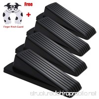 Eoney Door Stopper  Heavy Duty Rubber Door Stops Wedge with Finger Pinch Guard - Multi Surface  Non Scratching Slip Resistant Design- Gaps up to 1.2 Inches (Black 4+1Pack) - B07CKXJ6NZ