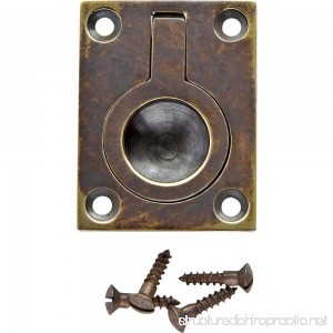 1-1/2 inW x 2 inH Rectangular Recessed Ring Pull Antique Brass - B00CBEFXQY