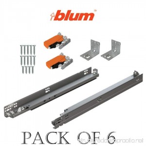 15 BLUM TANDEM Set of 6 Drawer Slides plus BLUMOTION Complete Kit. With runners 563H locking devices rear mounting Brackets and screws (for face frame or frameless application) - B0756FRP19