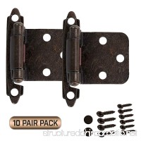 Kitchen Cabinet Door Hinges 10 Pair Pack (20 Pieces) Self Closing Face Mount Overlay  Oil Rubbed Bronze - B01MR5L62E