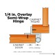 Liberty H01911L-SN-U 1/4-Inch Semi-Wrap Overlay Hinge  2-Pack - B004N7F5MO