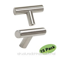 Homdiy Brushed Nickel Single Hole Stainless Steel Drawer Cabinet knobs and Handles 15 Pack 2in 50mm Length HD201 T Bar Kitchen Cabinet Hardware Handles - B073CF1LZ3