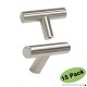 Homdiy Brushed Nickel Single Hole Stainless Steel Drawer Cabinet knobs and Handles 15 Pack 2in 50mm Length HD201 T Bar Kitchen Cabinet Hardware Handles - B073CF1LZ3