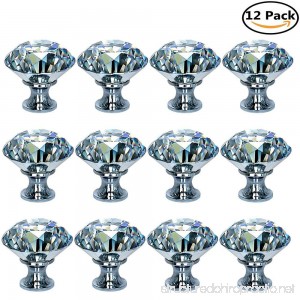 HOSL 12-Pack 40MM Diamond Shape Crystal Glass Cabinet Knob Cupboard Drawer Pull Handle/Great for Cupboard Kitchen and Bathroom Cabinets Shutters etc - B072XGRSGP