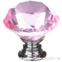 IQUALITE 12pcs Diamond Shape Crystal Glass 30mm Cabinet Drawer Knob Pink - B012QYB402