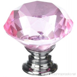 IQUALITE 12pcs Diamond Shape Crystal Glass 30mm Cabinet Drawer Knob Pink - B012QYB402