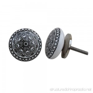Set of 12 Ceramic Black Wheel Flat Drawer Knobs and Pulls Handle Handmade Silver Finish - B00TS94ABY