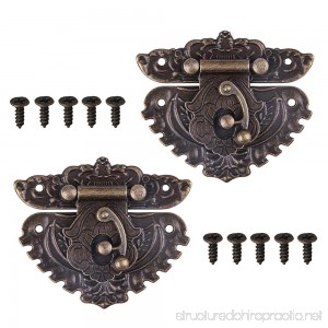GTHER 2 Set 55x48mm Antique Vintage Latch Hasp Drawer Cabinet Wooden Jewelry Box Case Hasp Latch with Screws - B076MXKCMD