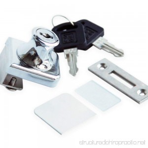 Glass Display Cabinet Showcase Lock for ¼” Glass Door No Drill with 2 Keys Chrome Pleated - B019QU7R64