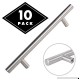 Cabinet Pulls Brushed Nickel - Long Stainless Steel Kitchen Pulls with Satin Finish  T Bar Dresser Drawer Handles  10 pack  8" Overall Length  5" Hole Center for Better Grip - B073TJM3PG