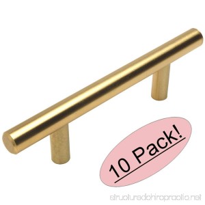 Cosmas 305-030BB Brushed Brass Cabinet Hardware Euro Style Bar Handle Pull - 3 Hole Centers 5-3/8 Overall Length - 10 Pack - B01NCVGUK4