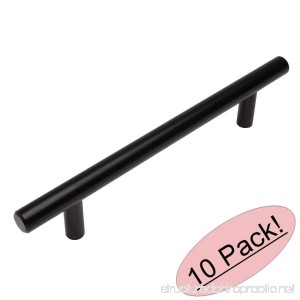 Cosmas 305-128FB Flat Black Cabinet Hardware Euro Style Bar Handle Pull - 5 (128mm) Hole Centers 7-3/8 Overall Length - 10 Pack - B01MQWE05T