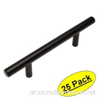Cosmas 404-030FB Flat Black Solid Steel Construction 3/8 Inch Slim Line Euro Style Cabinet Hardware Bar Pull - 3 Hole Centers - 25 Pack - B01N3JXOGX