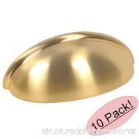 Cosmas 783BB Brushed Brass Cabinet Hardware Bin Cup Drawer Cup Pull - 3 Hole Centers - 10 Pack - B0745HS2LC