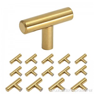 Homdiy Brushed Brass Cabinet Knobs 2in Modern Gold Kitchen Door Handles and Drawer Pulls Knobs 15 Pack - B06Y1X31B5
