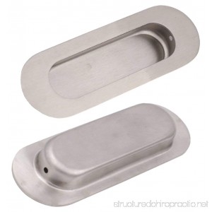 Homdiy Oval Flush Pulls Brushed Nickel Cabinet Pulls HD003 Recessed Sliding Door Handles Sliding Pocketdoor Finger Pulls 4-3/4in x 1-3/5in 2 Pack - B071HL7CGN